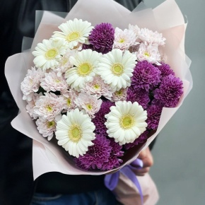 Букет "Сюрприз" из хризантем и гербер в Коломне