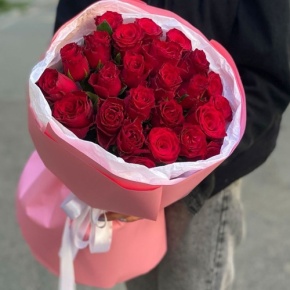 Букет "Эсса" 25 красных роз Кения (60 см) в Коломне