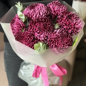 Букет "Виноградный" из 7 хризантем Бигоуди в Коломне