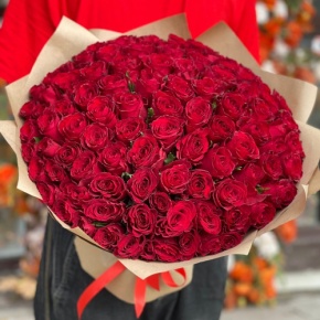 Букет 101 красная роза Кения (50 см) в Коломне