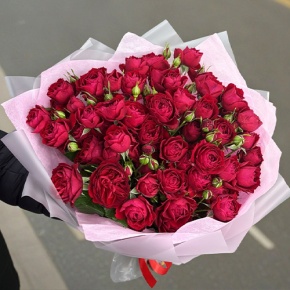 Букет из 17 красных кустовых пионовидных роз (50 см) в Коломне