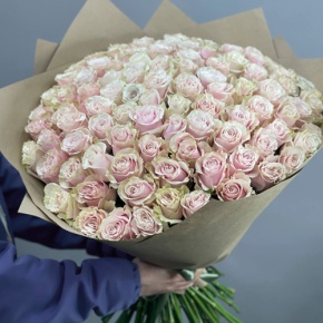 Букет из 101 розы Пинк Мондиаль Эквадор (60 см) в Коломне