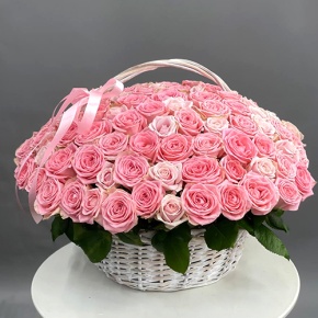 Композиция в корзине из 101 розы Софи Лорен (40 см) в Коломне