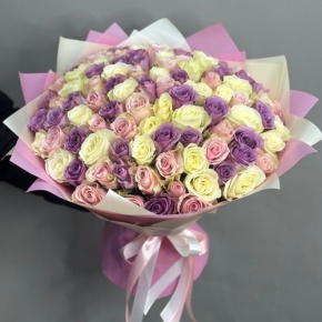 Букет из 101 розы пастельный микс (40 см) в Коломне