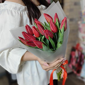 Букет из 15 красных тюльпанов в Коломне