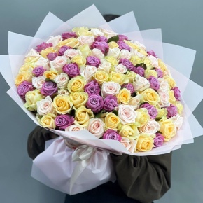 Букет "Желаю тебе" из 101 розы микс (50 см) в Коломне