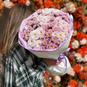 Букет "Миражи" из кустовых хризантем и сантини в Коломне