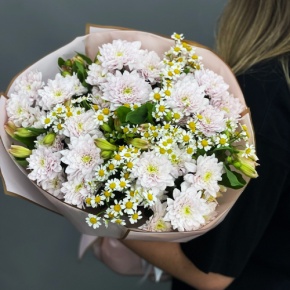 Букет "Сиэтл" из хризантем, альстромерий и ромашек в Коломне