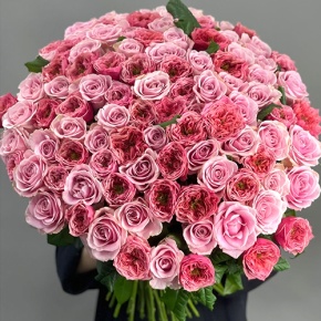 Нежный букет из 101 розы Риджентс парк и Аваланж микс  (70 см) в Коломне