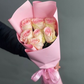 Букет 7 Кенийских розовых роз (40 см) в Коломне