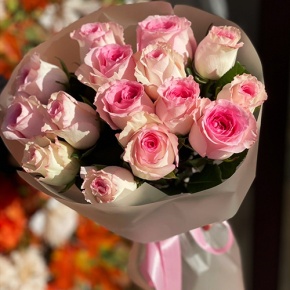 Букет из 15 розовых роз Кения (40 см) в Коломне