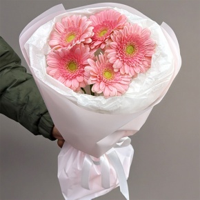 Букет из 5 розовых гербер мини в Коломне