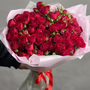 Букет из 17 красных кустовых пионовидных роз (50 см) в Коломне