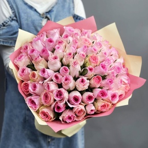 Букет из 75 розовых роз кения (40 см) в Коломне