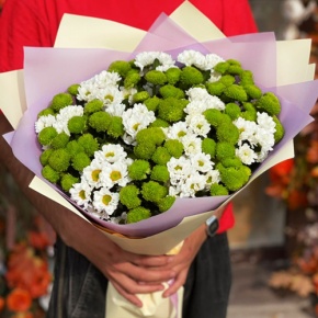 Букет "Сезам" из 21 хризантемы сантини микс в Коломне